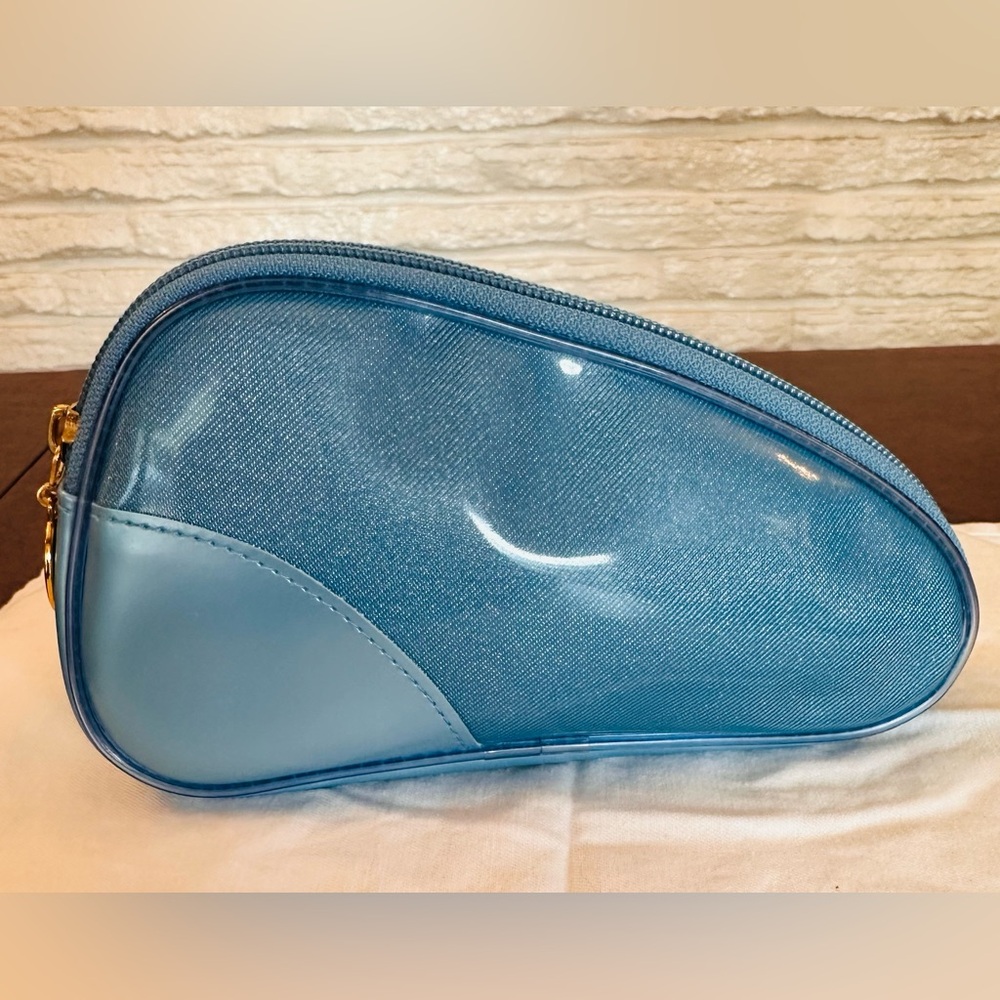 Christian Dior Cosmetic Bag-NWOT-Sky Blue & gold tone hardware-Pristine Cond